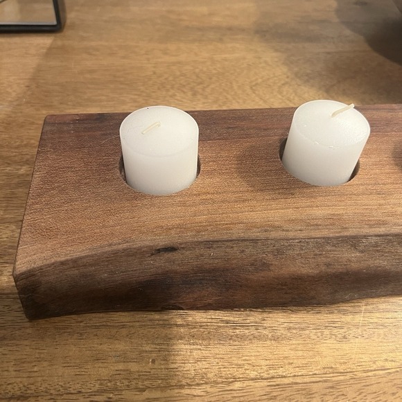 Handcrafted Live Edge Tea Light Candle Holder Rustic Farmhouse Decor Holiday - Picture 3 of 5